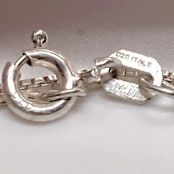 Vtg Sterling Silver Box Chain Necklace 18” Length - 1mm Width 925 MJI - Picture 4 of 6